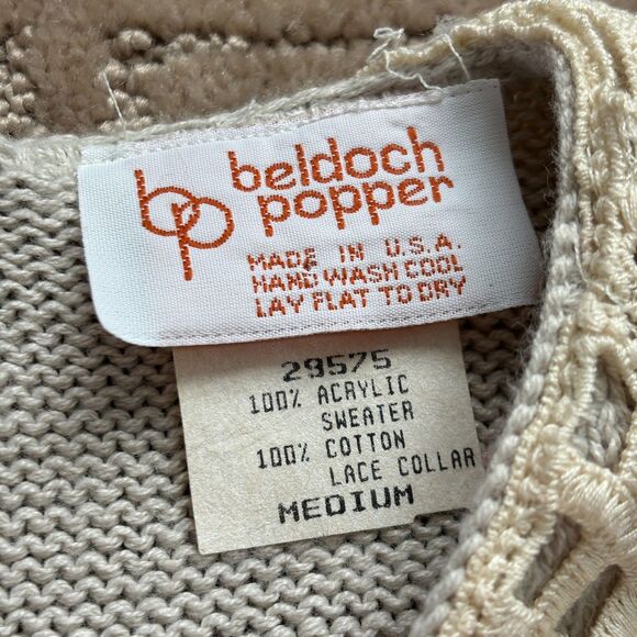 VTG Lace Collar Pullover Knit Sweater Women's M NWT 80s Twee Stranger Things NWT - Picture 4 of 8